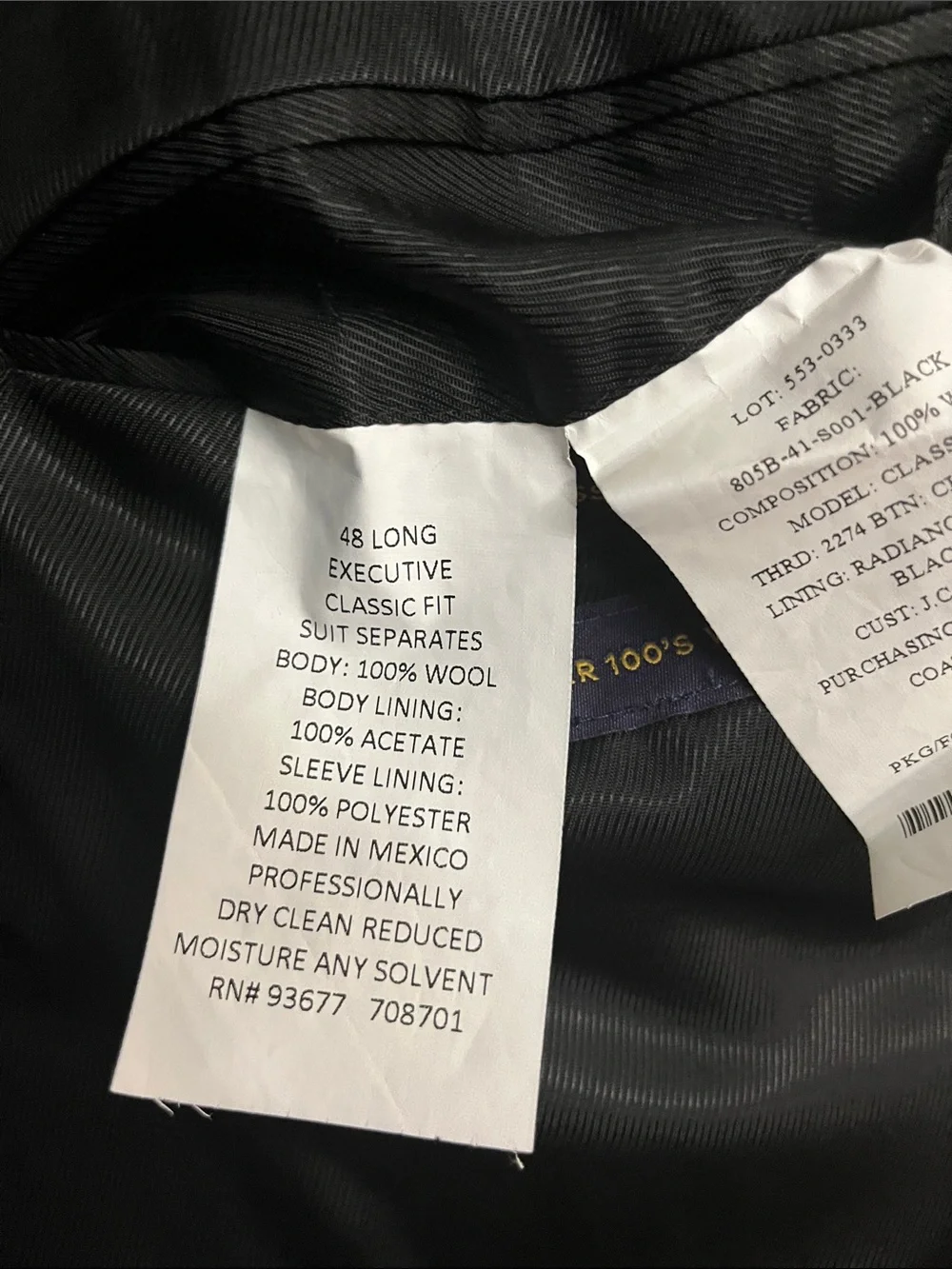 Stafford Black Two-Button Notch Lapel Sport Coat